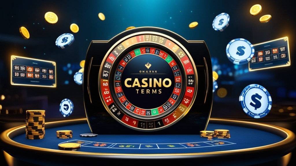 Termini del bonus mostrati in atmosfera di casinò scuro con simboli e regole